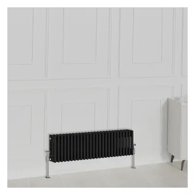 (300x1190mm-3 Column, Black) NRG Traditional Radiator Horizontal Vertical Cast Iron Style Double