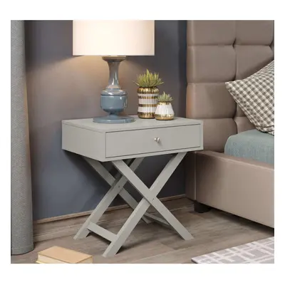 (Grey, Drawer) Bedside Side Table Nightstand Storage Drawers Wooden Legs