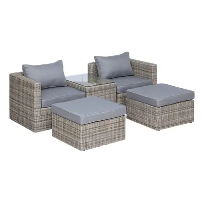 Outsunny Pcs Rattan Garden Furniture Set Single Sofa Stool Coffee Table