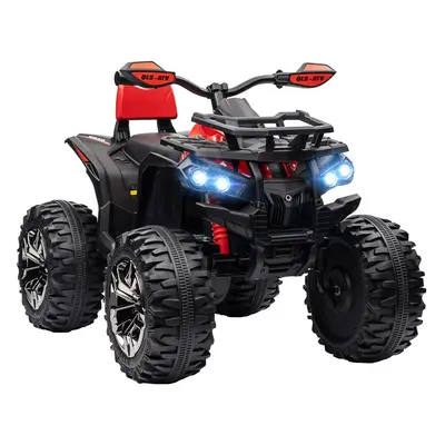 HOMCOM 12V Quad Bike ATV with LED Lights, Music, for Kids, Red