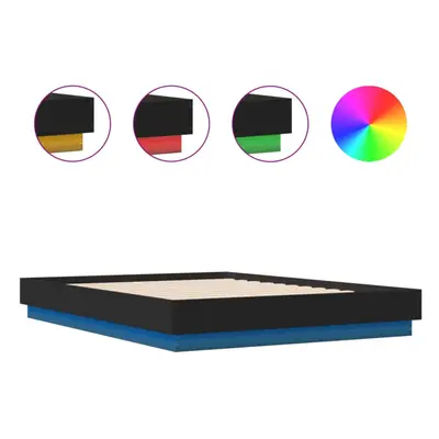 vidaXL Bed Frame with LED Lights Home Bed Base Black 120x190 cm Small Double