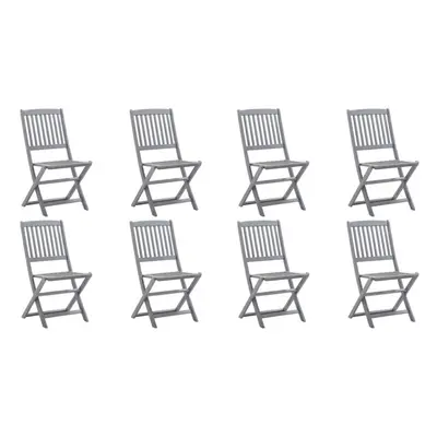 vidaXL 8x Solid Acacia Wood Folding Outdoor Chairs Garden Seating Backyard