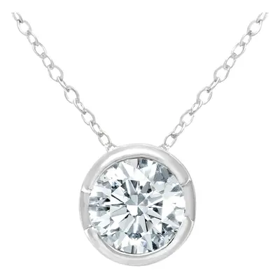 Jewelco London 9ct White Gold Round 1/2ct Diamond Solitaire Pendant Necklace inch 46cm - PP0AXL1