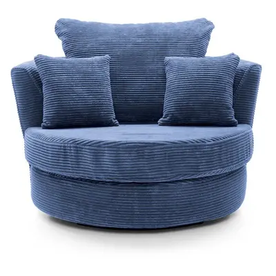 (Blue) Jumbo Cord swivel chair