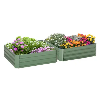 Outsunny Set of Raised Garden Bed Galvanised Planter Box Easy Setup Green