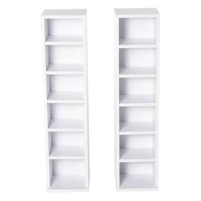 HOMCOM Set of CD Media Display Shelf 6-Tier Tower Rack, White