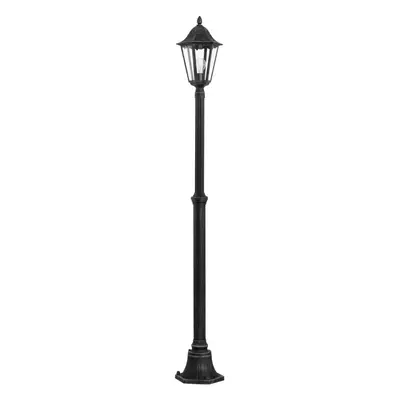 IP44 Outdoor Bollard Light Black & Silver Lantern 2000mm Tall Post 60W E27