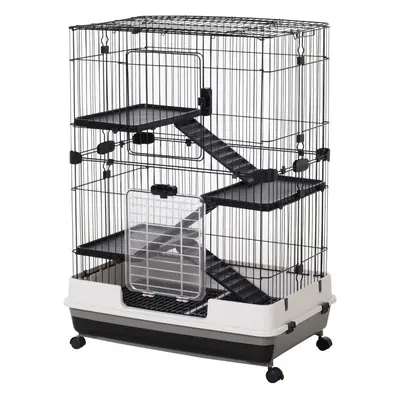 PawHut Four-Level Small Animal Cage, Indoor Pet House, Black, x 52.5 x cm