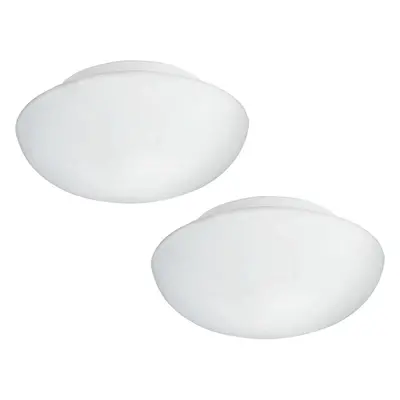 2 PACK Wall Flush Ceiling Light Colour White Shade White Glass Opal Matt 2x E27