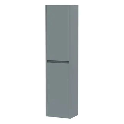 Square Wall Hung Door Tall Bathroom Unit, 350mm - Matt Coastal Grey