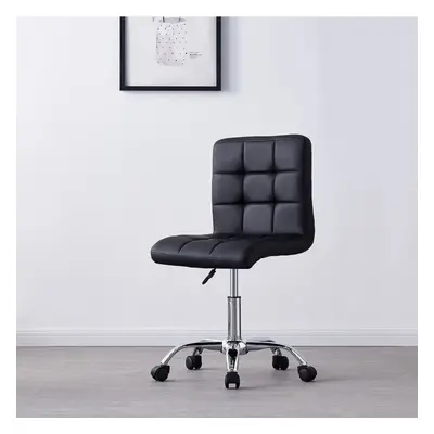 (Black) Charles Jacobs Modern Office Chair Computer Desk Small Adjustable PU Leather Swivel Fabr