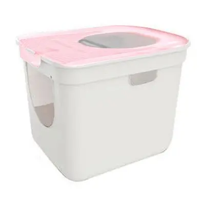 (Pink, XL) Cat Bedpan Large Enclosed Cat Litter Bo* with Scoop