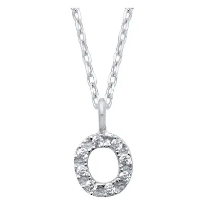 Jewelco London Ladies Rhodium Plated Sterling Silver Encrusted Mini Initial Pendant Necklace + i