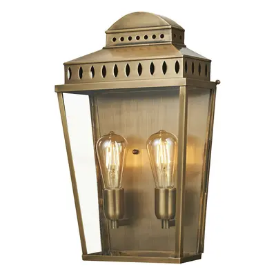 Outdoor IP44 Twin Wall Light Aged Brass LED E27 100W d01942