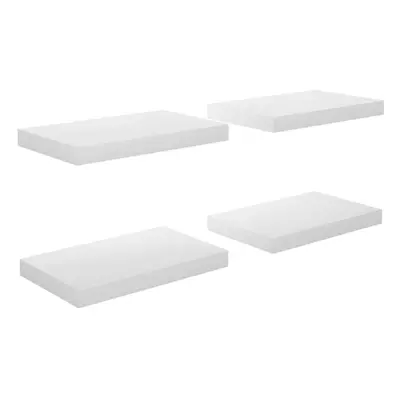 vidaXL 4x Floating Wall Shelves High Gloss White 40x23x3.8 cm MDF Bookcase