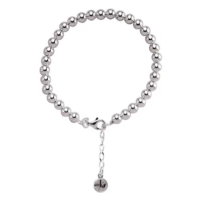 Jewelco London Ladies Sterling Silver Polished Ball Bead Bracelet 7mm 7.5 inch - BRC10