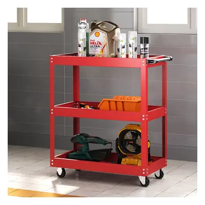 Tool Storage Heavy Duty Garage Trolley Workshop Steel 3Tier Wheel Cart Shelf