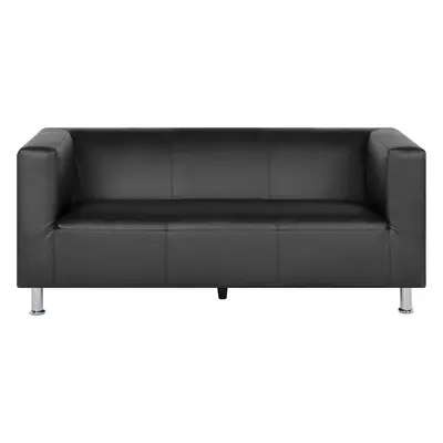 3 Seater Faux Leather Sofa Black FLORO