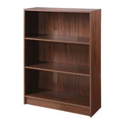 Walnut Tier Low Wide Bookcase Freestanding Storage Unit Living Room Bedroom