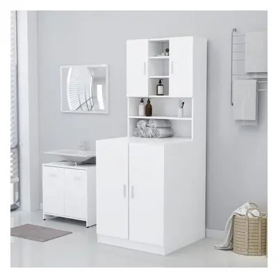 vidaXL Washing Machine Cabinet White Bathroom Furniture Cupboard Storage Rack