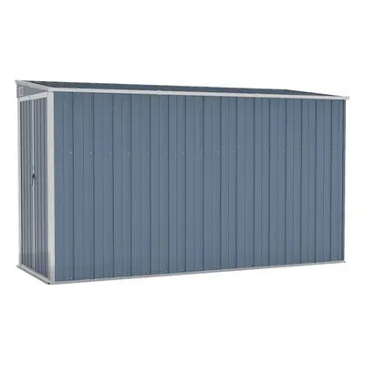 vidaXL Wall-mounted Garden Shed Grey Galvanised Steel Patio Tool Storage Shed