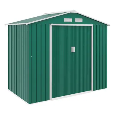 Outsunny x 4ft Garden Shed Storage with Foundation Kit and Vents, Green