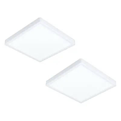 2 PACK Wall Flush Ceiling Light White Shade Square White Plastic LED 20W Incl