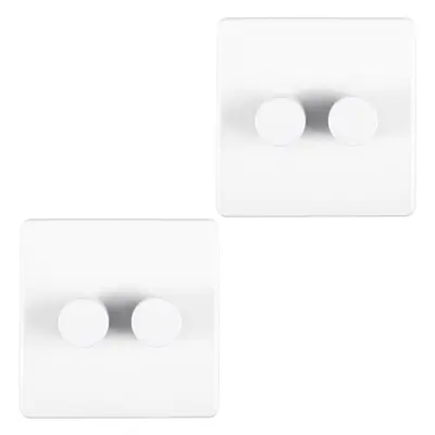 2 PACK Gang Dimmer Switch Way LED SCREWLESS MATT WHITE Light Dimming Wall