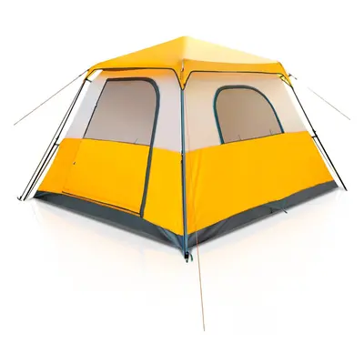 (Yellow) Person Camping Tents with Top Rainfly Set Up Automatic Tent for Outdoor Camping Backpac