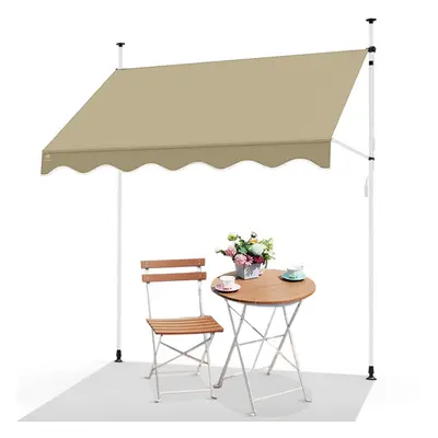 VOUNOT x 1.2m Patio Telescopic Awning, Retractable Manual Awning, Adjustable Waterproof Canopy w