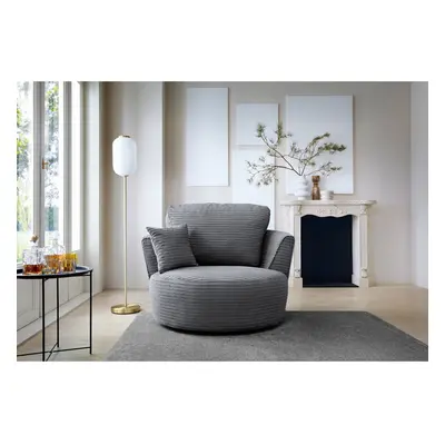 (Grey) Jumbo Cord swivel chair