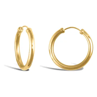 Jewelco London Ladies 9ct Yellow Gold Capped Sleeper 2.5mm Hoop Earrings 20mm - JER742B