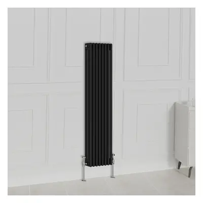 (1500x380mm-3 Column, Black) NRG Traditional Radiator Horizontal Vertical Cast Iron Style Double