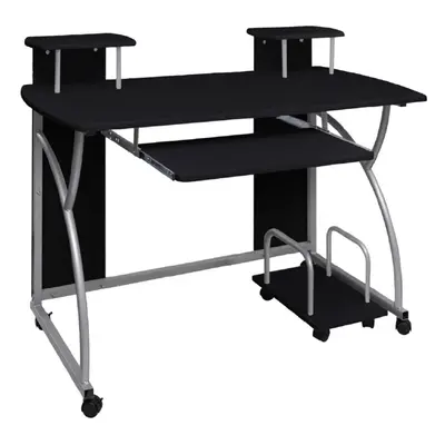 (Black) vidaXL Mobile Computer Desk Pull Out Tray Finish Table Multi Colours/Sizes