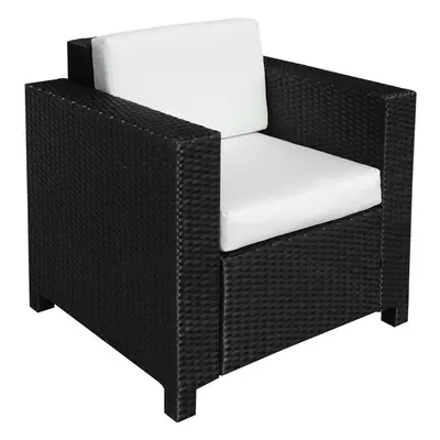 Garden Patio Rattan Wicker Furniture Single Cube Chair Sofa Outdoor Black