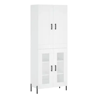 (white, glass doors) vidaXL Highboard Sideboard Tall Storage Cabinet Side Cabinet Engineered Woo