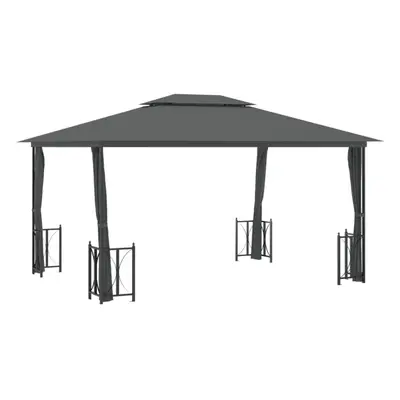 (anthracite, x m) vidaXL Gazebo with Sidewalls & Double Roof Tent Multi Colours 3x3 m/3x4 m