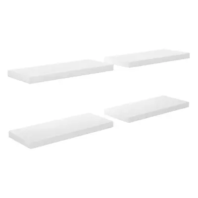 vidaXL 4x Floating Wall Shelves High Gloss White 60x23.5x3.8 cm MDF Bookcase