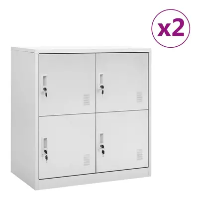 vidaXL 2x Locker Cabinets Light Grey Steel Office School Storage Side Cabinet