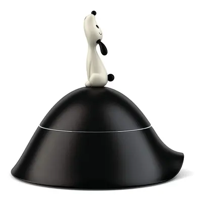 Di Alessi LulÃ Dog Bowl with Lid in 18/10 Stainless Steel and Thermoplastic Resin, Black