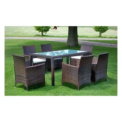 vidaXL Piece Garden Furniture Set Poly Rattan Brown