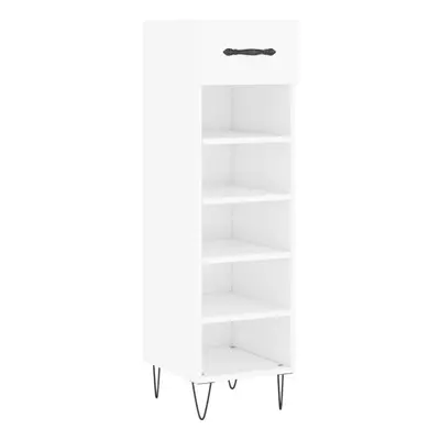 (high gloss white) vidaXL Shoe Cabinet Shoe Storage Cupboard Shoe Rack Smoked Oak Engineered Woo