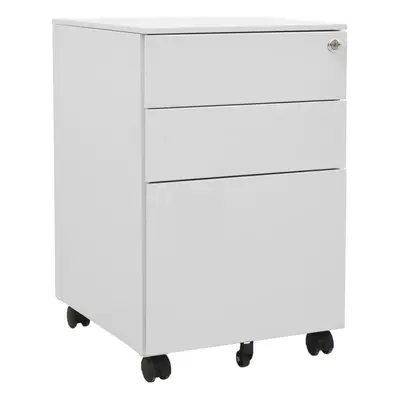 vidaXL Mobile File Cabinet Light Grey Steel Office File Storage Filing Cabinet