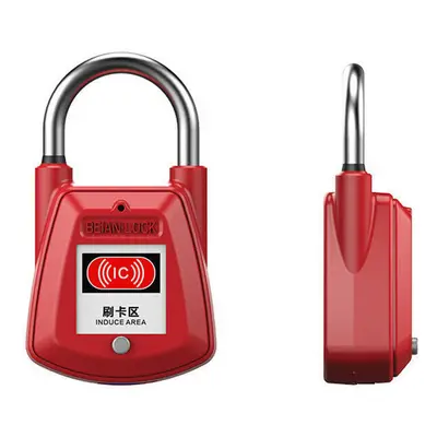 (Red) Padlock IC Card Zinc Alloy Waterproof Lock Property Management Door Lock