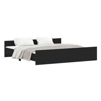 (black, x cm) vidaXL Bed Frame with Headboard and Footboard Mattress Foundation Bed Base