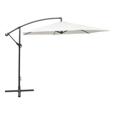 vidaXL Cantilever Umbrella 3m Sand White Outdoor Hanging Parasol Sunshade