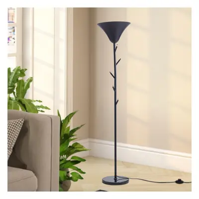 Modern Black E14 1-Light Floor Lamp with Coat Rack