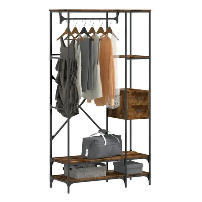 vidaXL Clothes Rack with Shelves Smoked Oak Engineered Wood