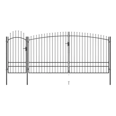 (5 x 2.45 m) vidaXL Garden Fence Gate with Spear Top Black Barrier Fence Panel Multi Sizes