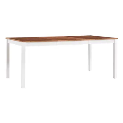 vidaXL Dining Table White and Brown Pinewood Kitchen Dining Room Furniture